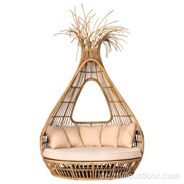 Lounge Bett rund Wicker Day Bett Outdoor Möbel